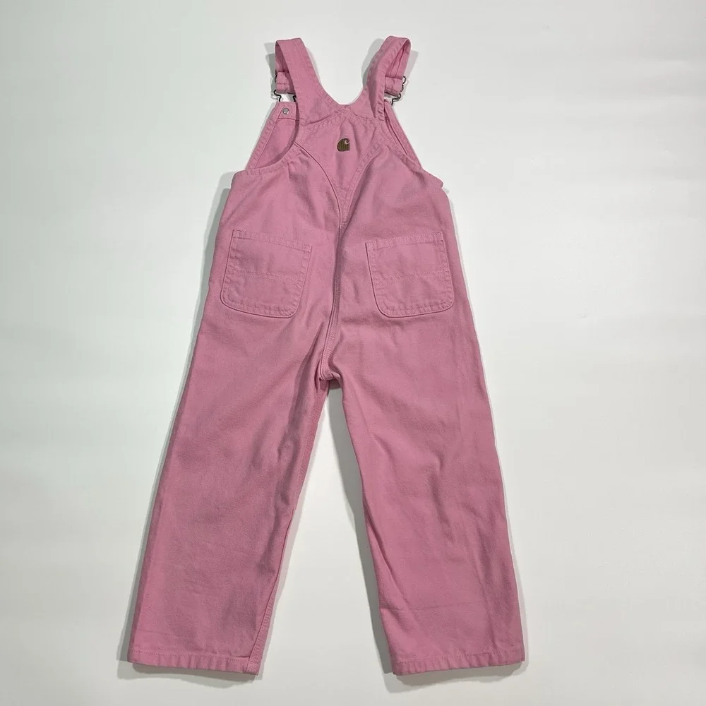 Carhartt Pink Bib Overalls Canvas Bibs Adjustable Straps Toddler Girls Size 3T